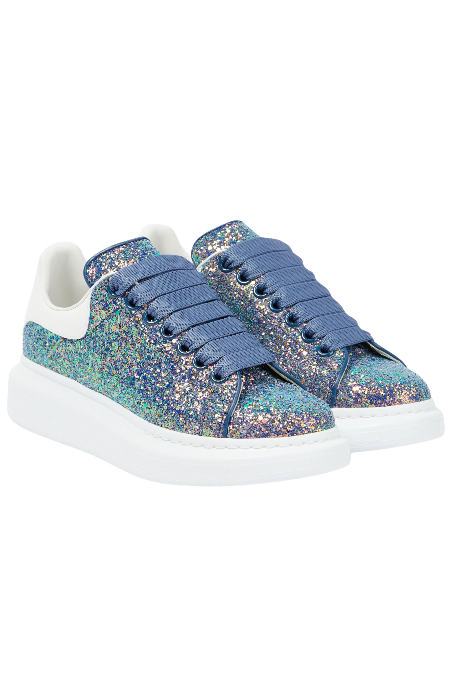 Leather Trimmed Glitter Sneakers