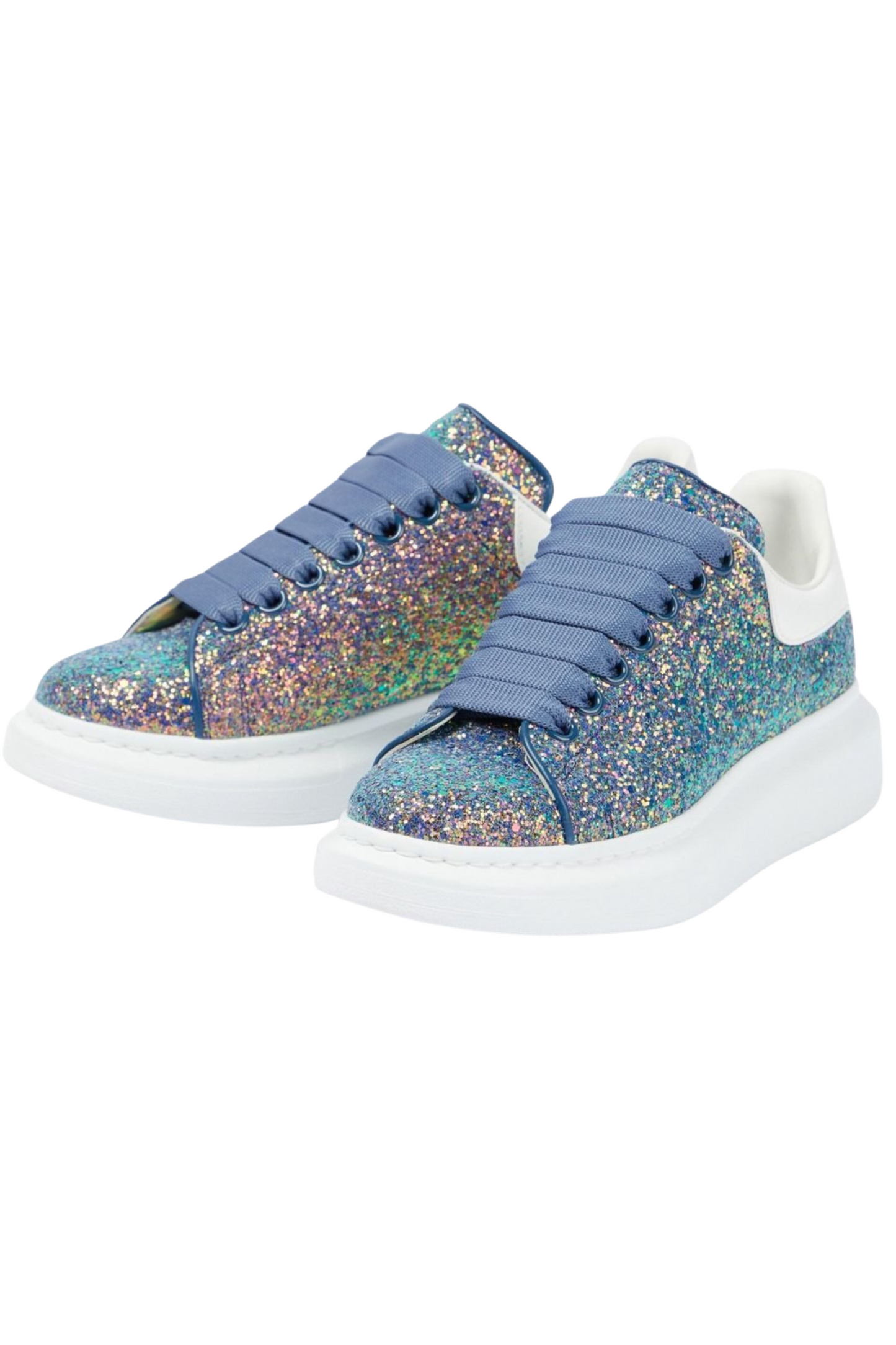 Leather Trimmed Glitter Sneakers