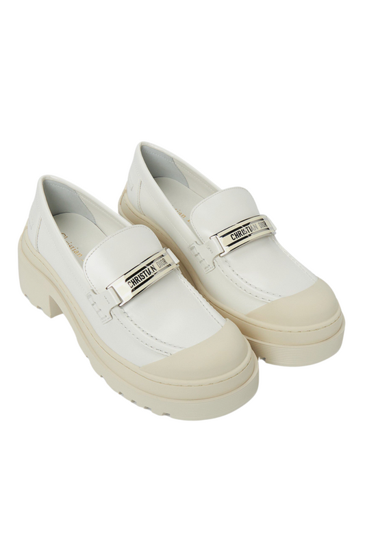 Code Leather White Loafers