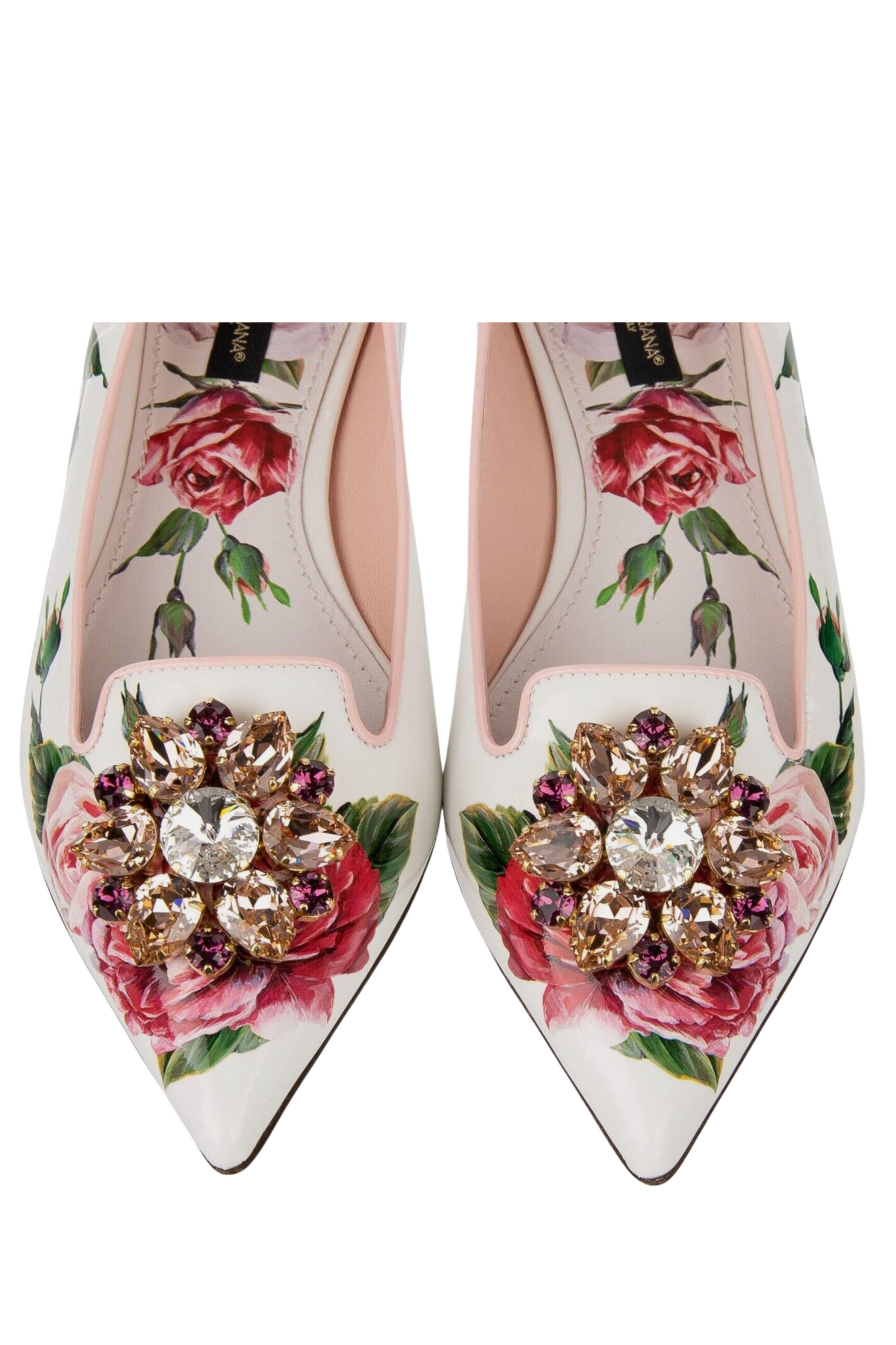 Rose Crystal Brooch Ballet Flats