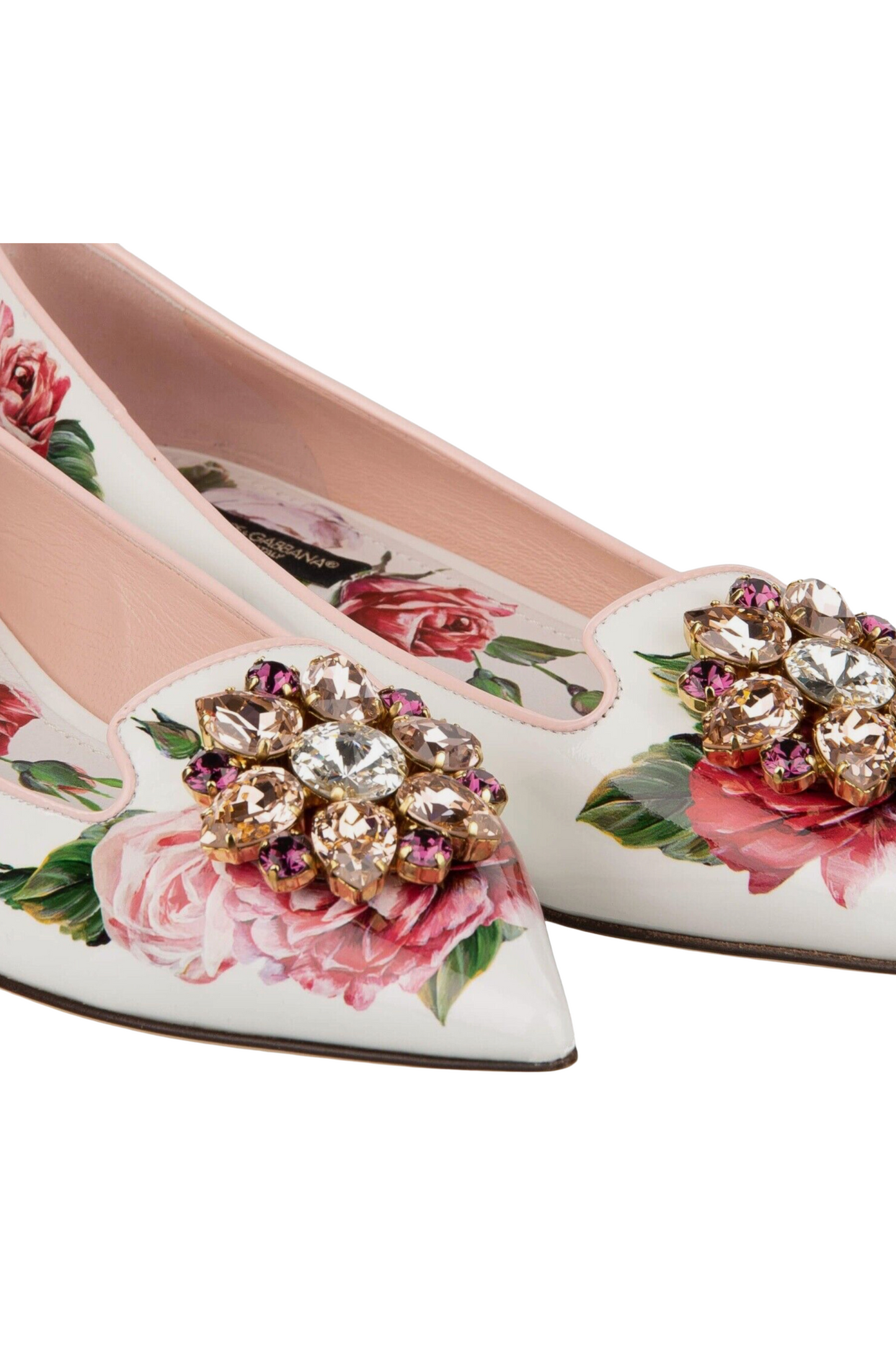 Rose Crystal Brooch Ballet Flats