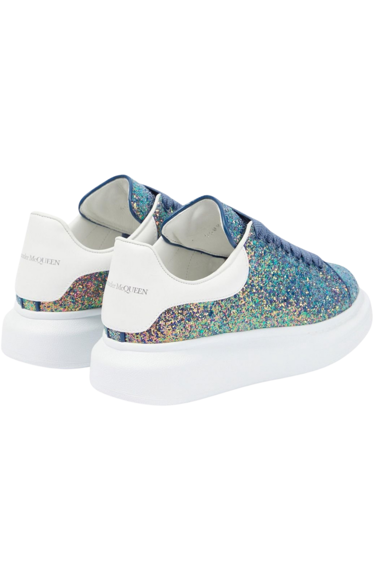 Leather Trimmed Glitter Sneakers