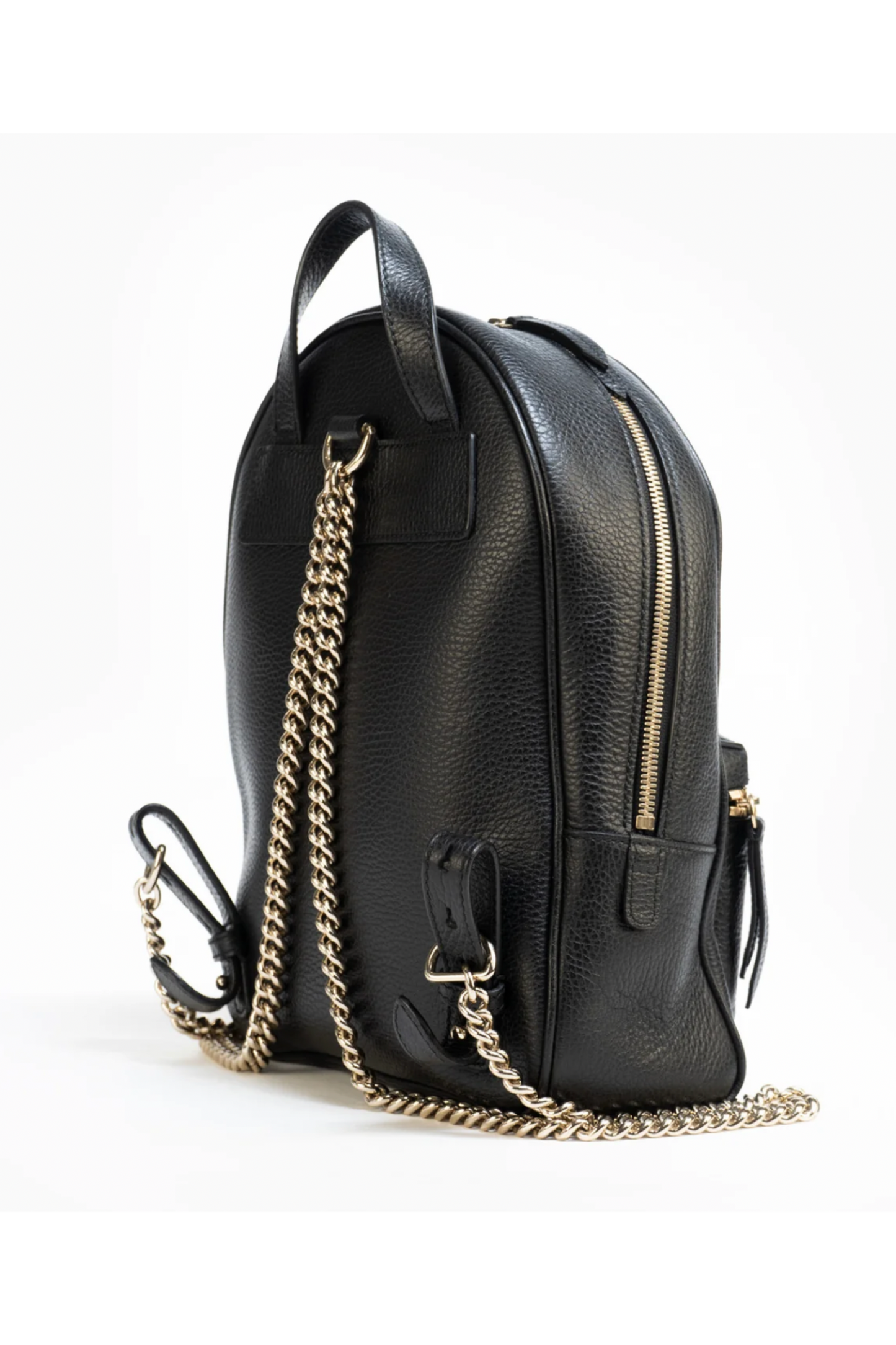 Black leather Chain Shoulder Back Pack