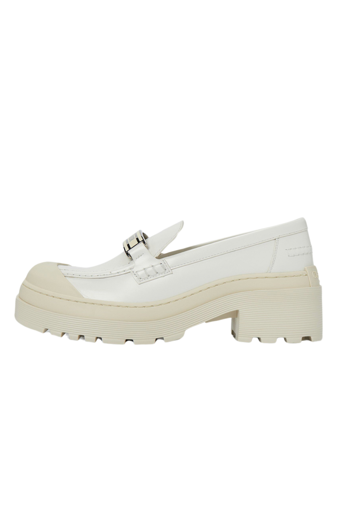 Code Leather White Loafers